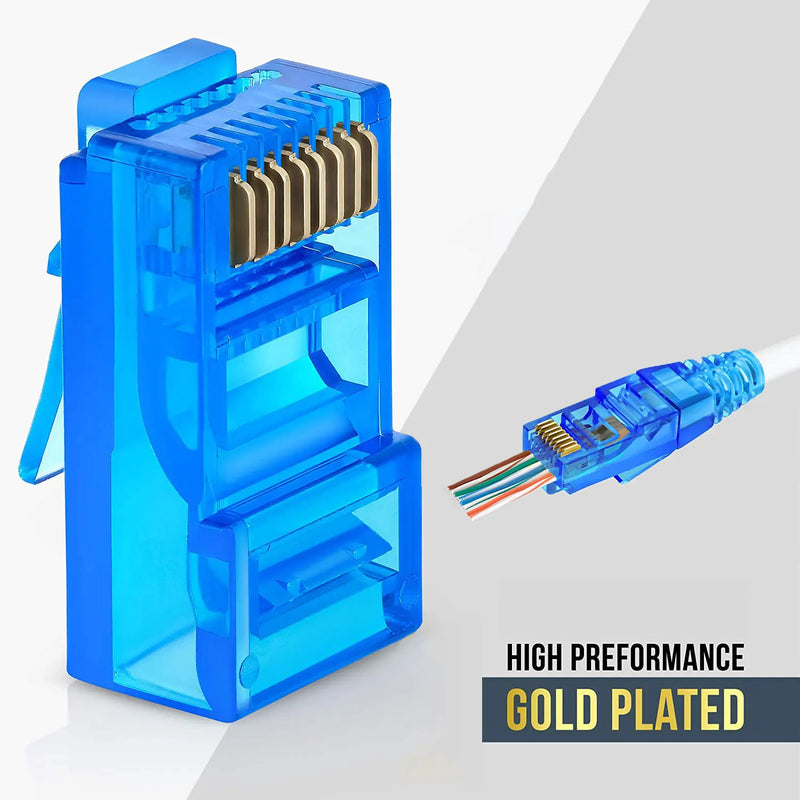 Linkwylan RJ45 Cat6 Pass Through Connectors Assorted Colors EZ to Crimp Modular Plug for Solid or Stranded UTP Network Cable