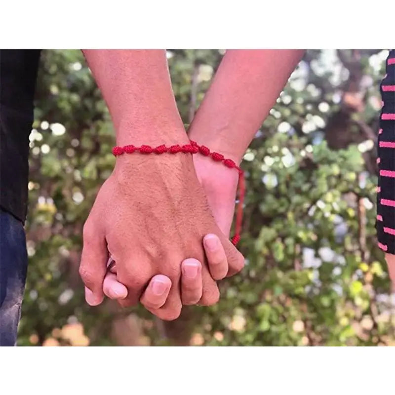 2 Pieces Hand-Woven Red Rope Handmade Braid 7 Knots Red String Anklets Bracelets Gift for Mother's Day Father's Day F19D