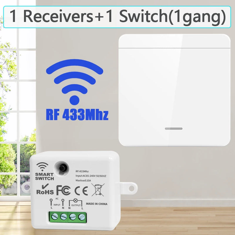 Wireless Light Wall Switch RF 433Mhz Remote Control 1/2/3Gang Interruptor Smart Lighting Switch For Lamp LED 10A 110V 220V