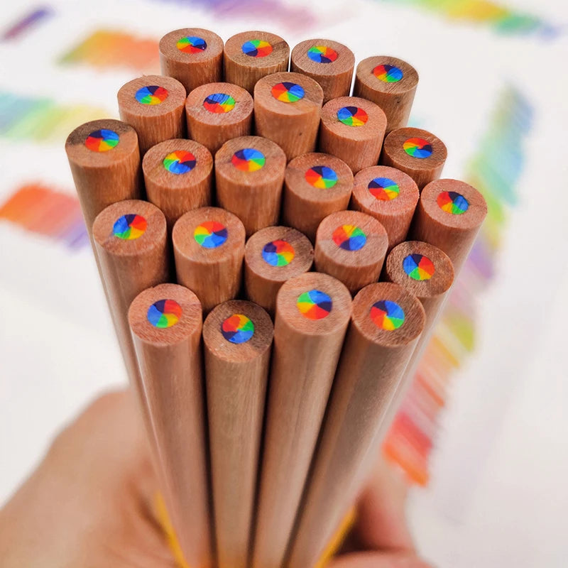 1PC Multicolored Wooden Pencils 7 Colors Gradient Rainbow Pencils For Art Drawing Coloring Sketching