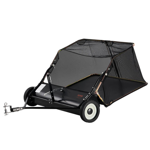 SucceBuy 42-inch Lawn Sweeper Tow Behind 12 cu.ft.Heavy Duty Leaf Grass Collector Adjustable Height for Picking Up Debris Grass