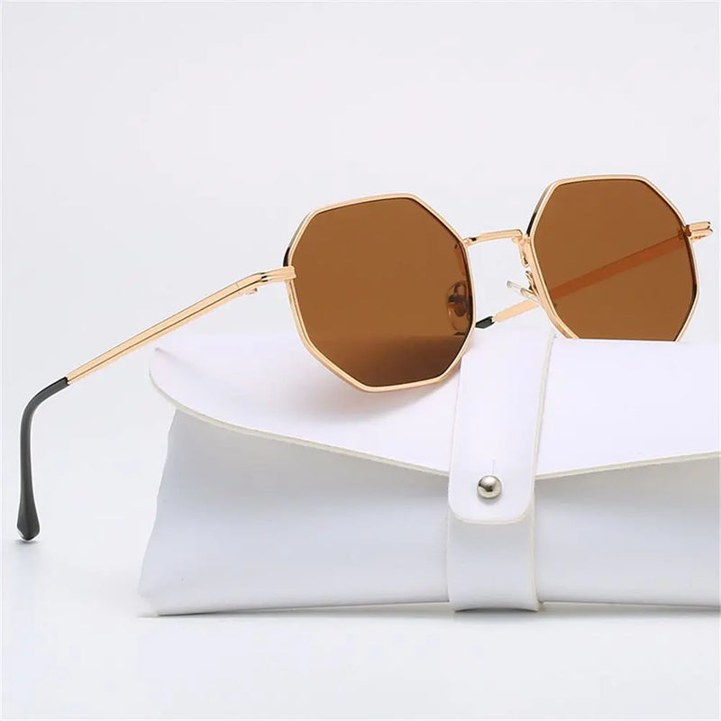 Retro Square Sunglasses for Men/Women Fashion Small Frame Polygon Sun Glasses Vintage Metal Sunglasses