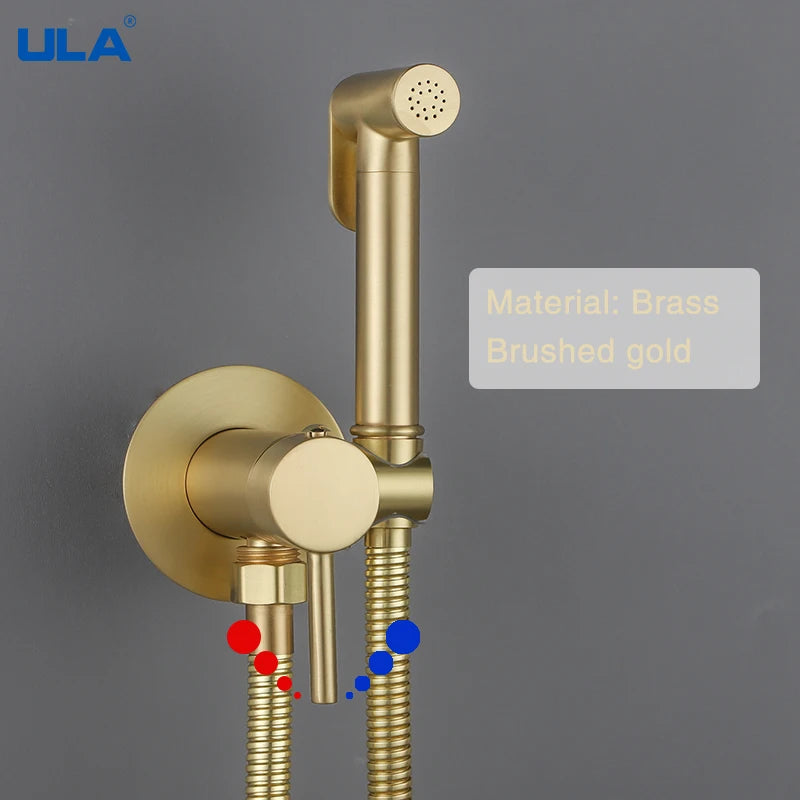 ULA Portable Bidet Sprayer Brass Toilet Bidet Faucet Gold Black Hot Cold Water Bathroom Mixer Shattaf Valve Jet Set shower enema