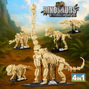 1225pcs 4in1 Jurassic Dinosaur Skeleton Fossil Building Blocks T-Rex Stegosaurus Triceratops Bricks Toys For Children Boy Gift