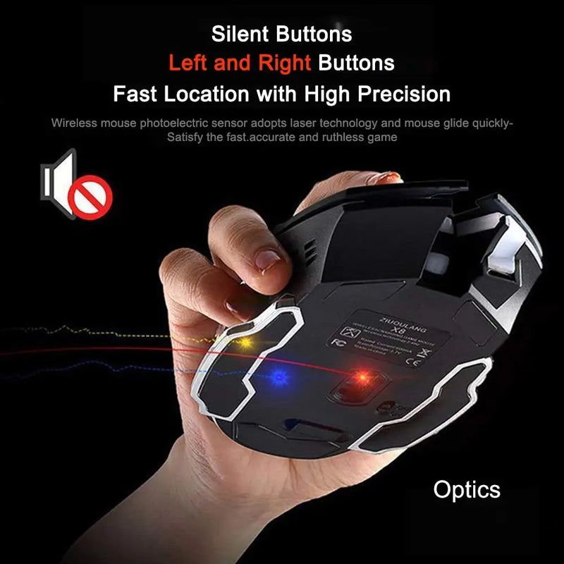 Gaming Mouse Wireless Rechargeable Optical Mice Silent Click DPI Adjustable Nano Receiver Ergonomic for PC Computer Windows Mac