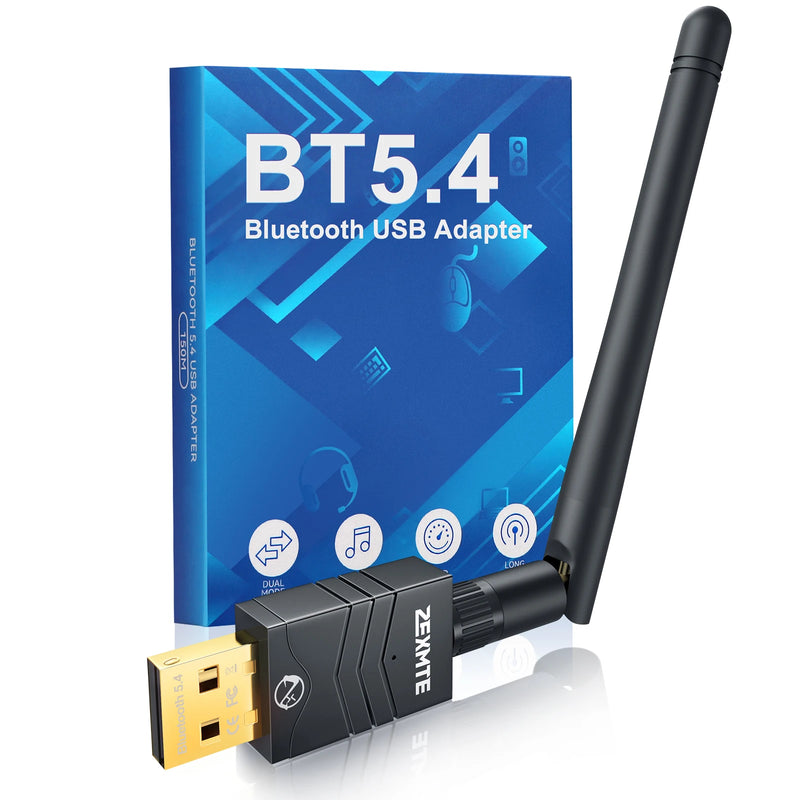 Zexmte USB Bluetooth 5.4 Dongle Adapter 492FT 150M Long Range Adaptador for PC Laptop Wireless Speaker Audio Receiver Transmitte