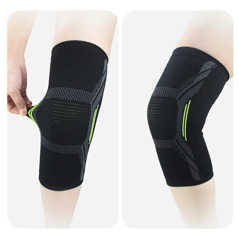 Single Knitted Nylon Sports Knee Pad Riding Protective Gear Running Basketball Skipping Rope Warm Knee Pad Foot Cold Proof Black