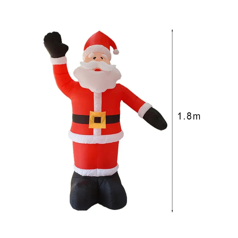 Santa Claus Waving Hand 1.8m Inflate Model Christmas Decoration Glowing Doll Cartoon Giant LED Lamp Party Gifts Outdoor Lawn