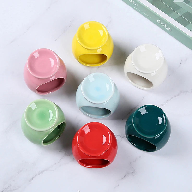 Porcelain Aroma Burner Essential Oil Furnace Mini Candle Holder Solid Color Ceramic Crafts Aromatherapy Diffuser Home Decor