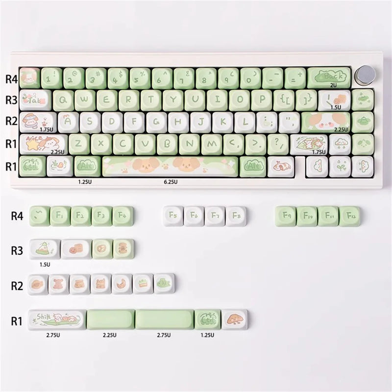 95Keys Matcha Puppy Keycaps MOA Profile PBT Key Caps Kit keyboard kit for 61/64/68/84/75/87Keys GMK67 Mechanical Keyboard Caps