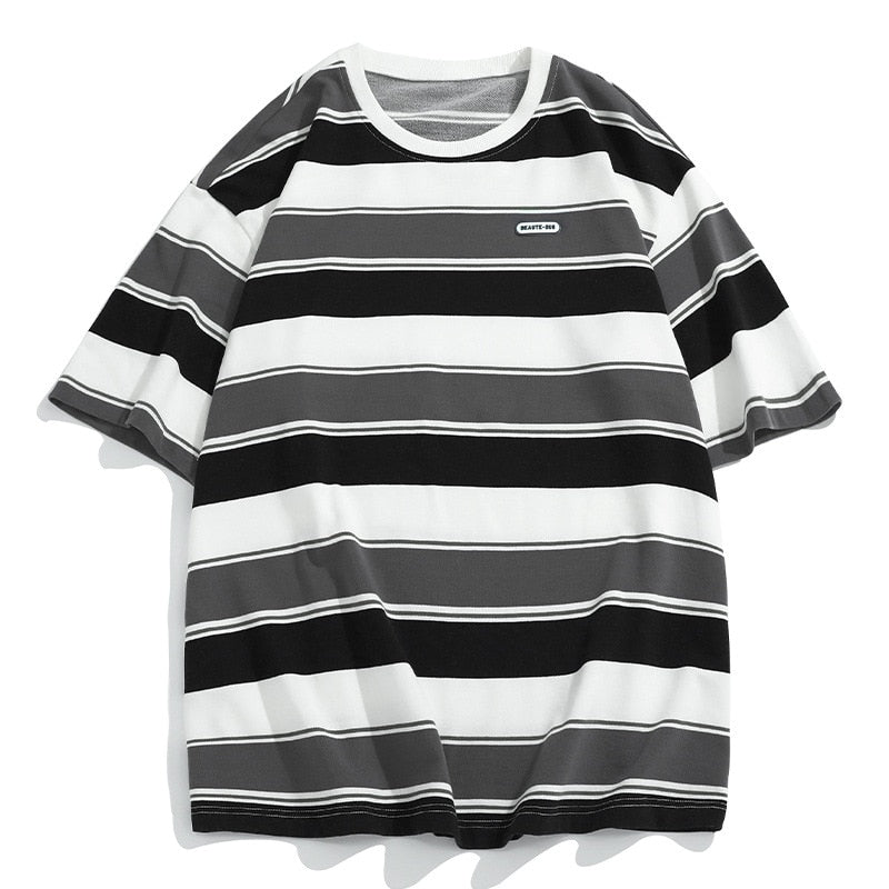 Main Striped Couples T-shirts For Men And Women In The Summer Of 2022 New Loose Contrast Color Short Sleeve Best Seller