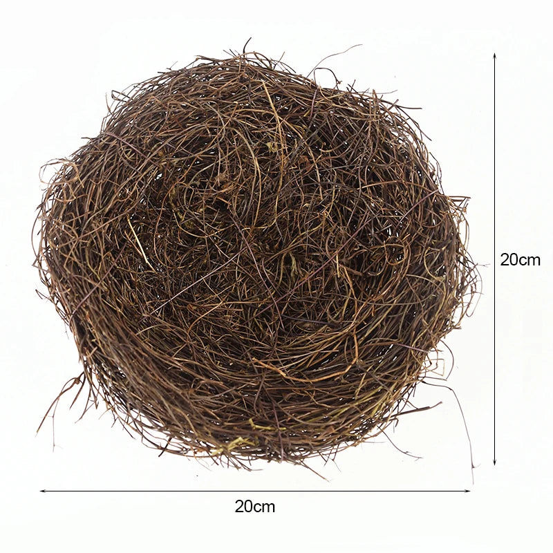 8-20cm Nature Rattan Bird Nest Easter Egg Decoration Prop Artificial Nest for Easter Party Home Garden Decoration DIY Craft