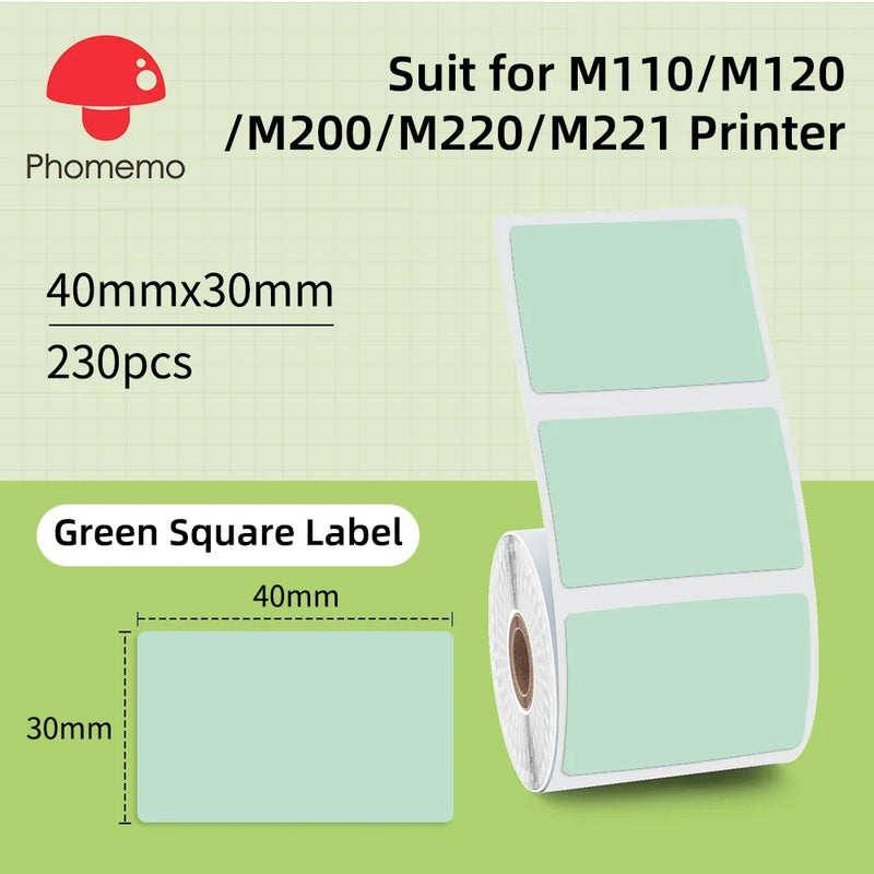 Phomemo Mini Printer Thermal White/Color/Round/Transparent Sticker Self Adhesive Waterproof Sticker For M110 M220 M221 M120 M200