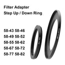 Camera Lens Filter Adapter Ring Step Up or Down Ring Metal for 58mm lens - 43 46 49 52 55 62 67 72 77 82mm UV ND CPL Lens Hood