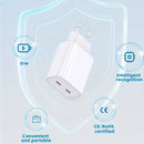 EU Plug Double Type C 20W Charger Mobile Phone Adapter With 2M Data cable for IPhone 15 16 Phone Airpods Accessories