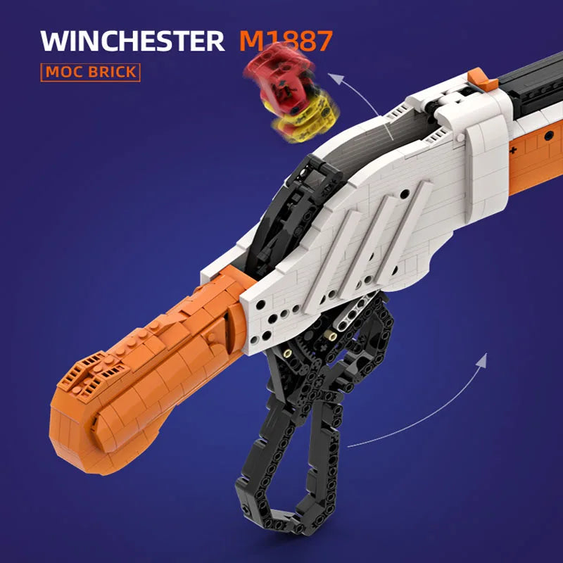 1200PCS Technical Emissible Winchester M1887 Shotgun Building Blocks Gun Model MOC Assemble Bricks Toys Birthday Gift For Kids