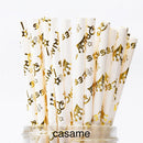 25pcs Foil Gold Silver Disposable Drinking Paper Straws Rainbow for Birthday Wedding Christmas Party Event Supplies