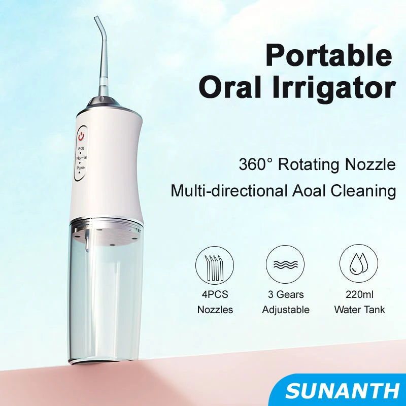 Electric Portable Dental Water Flosser Oral Irrigator USB Rechargeable Water Floss Jet Tooth Pick 4 Tips Mouth Washing Machine