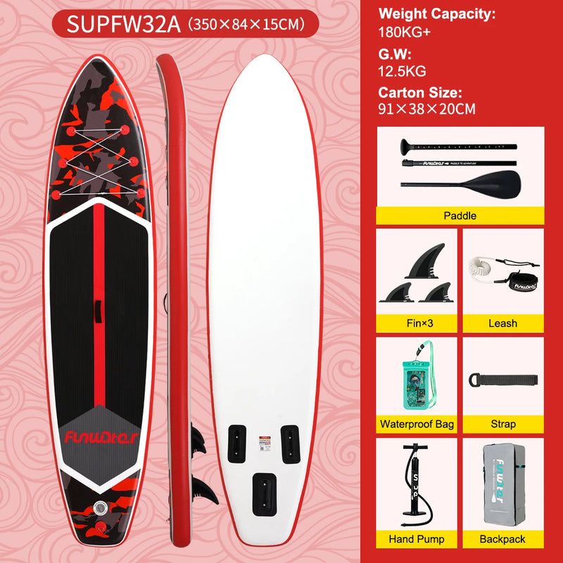 FunWater 350✖87✖15cm Sup Board Inflatable Surfboard Stand Up Paddle Board Inflatable Sup PaddleBoard with Accessories EU Stock