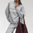 Y2k Spring And Autumn Gray Letter Sweater Women's Fashion Street Retro Casual Trendy Pullover Men's And Women's Loose Sweatshirt