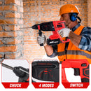 ONEVAN Rechargeable Electric Rotary Hammer 10600BPM Cordless Hammer Impact Drill Woodworking Power Tools For 21V  18V Battery