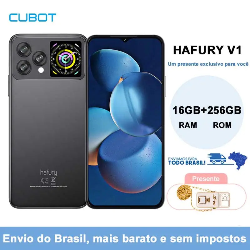[Ship from BR] Smartphone Android, Cubot Hafury V1, 16GB RAM(8GB+8GB), 256GB ROM, Dual Screen, 64MP Camera, NFC, Dual 4G Phone