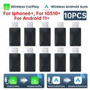 2 in 1 Wireless Carplay Android Auto Adapter Wired To Wireless Mini USB Dongle for Cars with Factory Wired CarPlay Android Auto