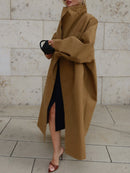 The Vilanelle | Oversized Long Trench Coat with Stand Collar