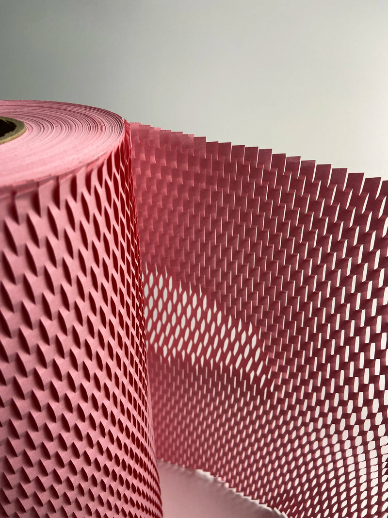 Pink Packaging Paper  Honeycomb Cushioning Roll Perforated-Packing Recycled Cushion Wrapping Roll Eco Friendly Moving Green Wrap