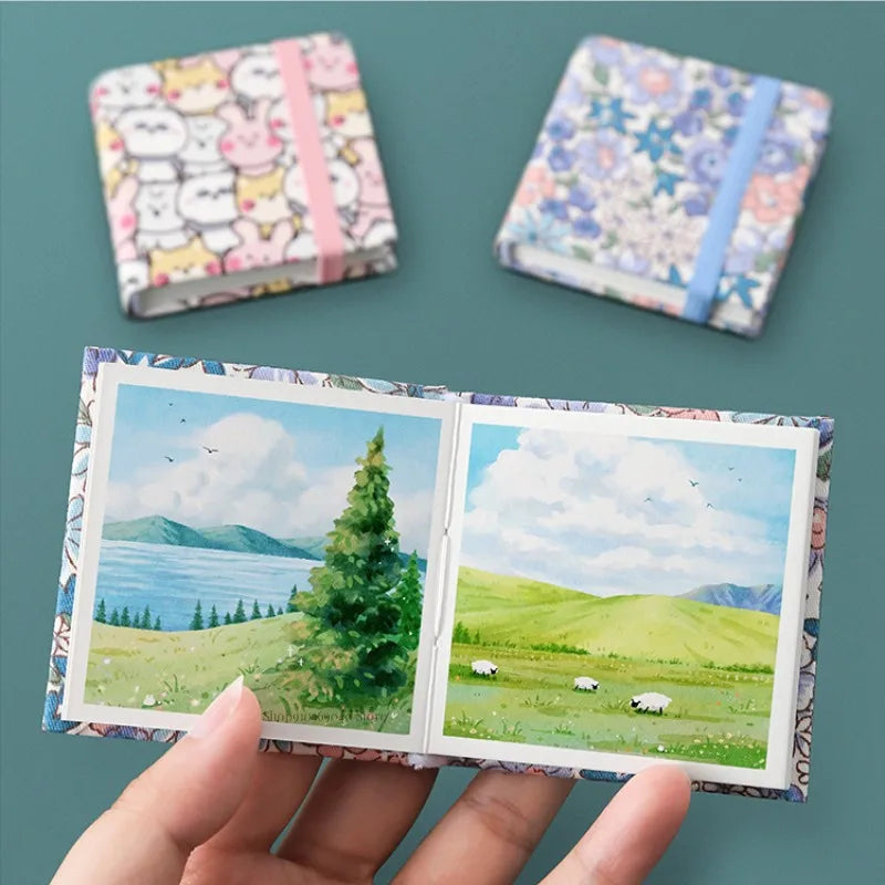 300g Mini Portable Watercolor Book Travel Sketch Paper Fine Grain Kawaii Sketchbook for Artist Students Painting Art Supplies