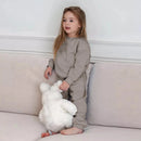 2026 New Arrivals Little Girls Clothing Tracksuit 2 Pieces Set Warm Fleece Plain Top Sweatshirt+Pants Loungewear Suit For Kids