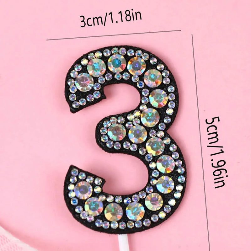 Number 0-9 Pearl Cake Topper Diamond  Dazzling  Insert Goddess Birthday Accessories Valentine's Day Wedding Cake Decoration