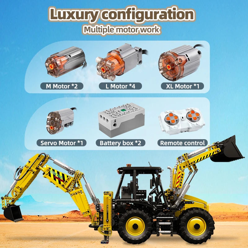 Mould King 17036 Technical Car Toys The MOC-86258 Backhoe Loader Model Assembly Engineering Building Block Kids Christmas Gift