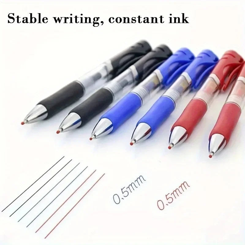 10PCS High-capacity Gel Pens Stationery Kawaii Writing Pen Black/red/blue Ink 0.5mm Blue Ballpoint Pen Office School Supplies