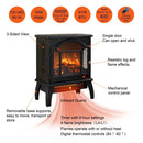 18 Inch 3D  Flame Electric Infrared Quartz Fireplace Stove with Remote Control Electric Fireplace Wall Mounted Recessed Control