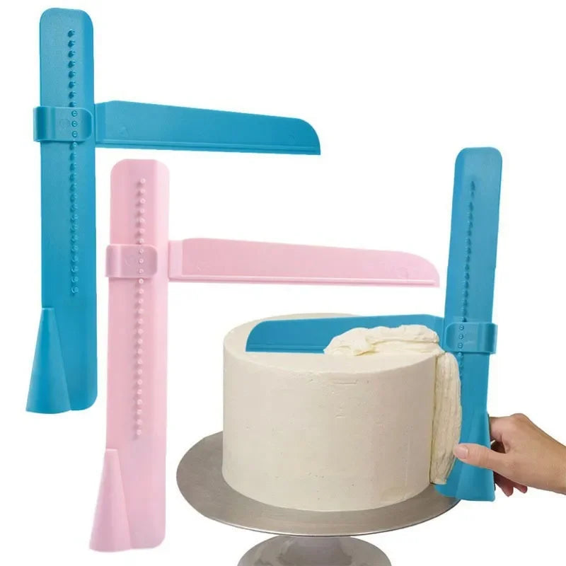 Cake Scraper Surface Smoothing Device Adjustable Edge Decorating Plastic Cake Cream Scraper Icing Rotating Cake Decoration Tools