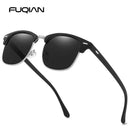 Classic Half Frame Polarized Sunglasses Men Women Retro Rivet Small Sun Glasses Male Popular Black Anti Glare Travelling Shades