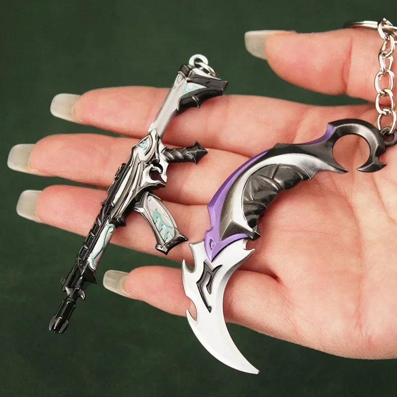 Valorant Weapon Keychain Reaver Karambit Vandal Prime Champions Skins Samurai Sword Pocketknife Weapon Model Gifts Toys for Boys