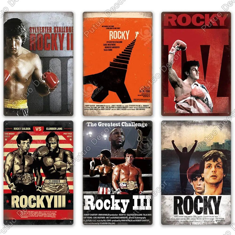 Putuo Decor Rocky Metal Signs Vintage Tin Signs Movie Poster for Bar Pub Club Home Theatre Man Cave Boxing Enthusiast Wall Decor
