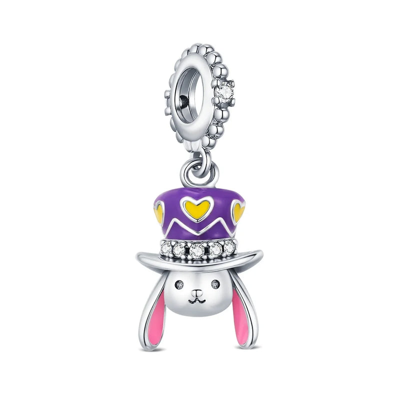 Hot Original Pendant S925 Sterling Silver Rabbit Charm Fit 3mm Bracelet Diy For Women Classic Easter egg beads Daily Gift Fine