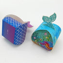 12pcs Mermaid Tail Little Mermaid Birthday Party Treat Bag Under the Sea Themed Goodies Bags Candy Boxes Small Gifts for Guests