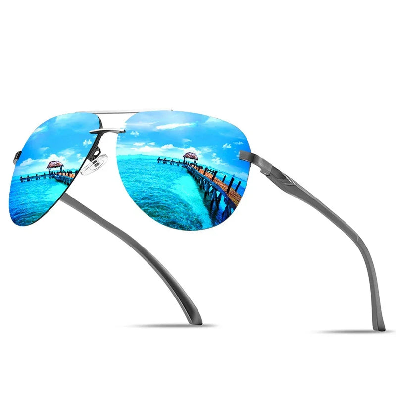 XaYbZc Men Polarized Sunglasses Men Brand Design Sun Glasses Aluminum Leg Mirror Lens Sunglasses for Men/women