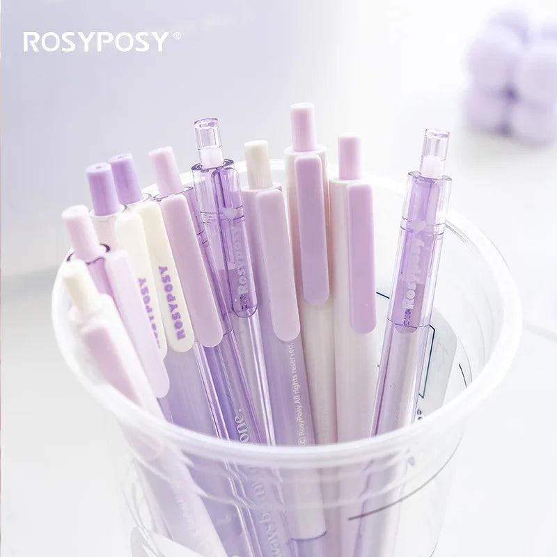 RosyPosy Gradient Pen Set Teenage Heart Office Push Action Water Pen Brush Pen Neutral Pen Ballpoint Pen Student Supplies