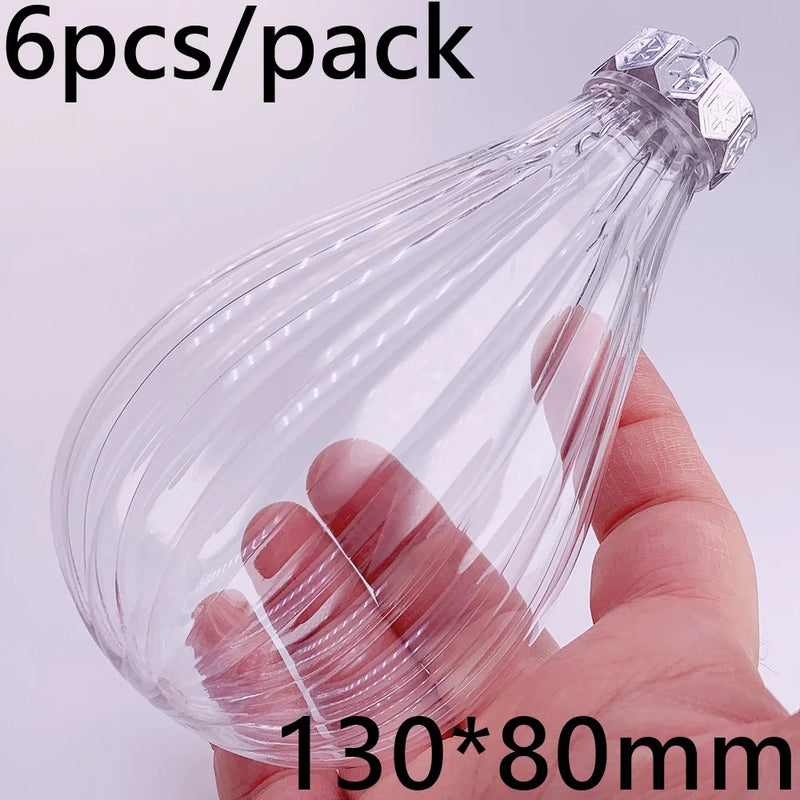 6 Pieces x DIY Shatterproof Transparent Home Christmas Decoration Bauble Ornament 80mm Plastic Window Opening Ball