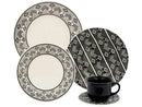20 Pieces Round Ceramic Biona Beige and Black Donna Dining & Tea Apparatus