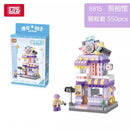 LOZ Building Blocks City View Scene Ice Cream Shop Photo Studio Cafe Flower Shop  Commercial Shop  Christmas Gift for Children
