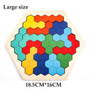 Hexagonal Wooden Puzzles Educational Toys For Children Kids Preschool Tangram Board Brain IQ Test Game Montessori Toys Gifts