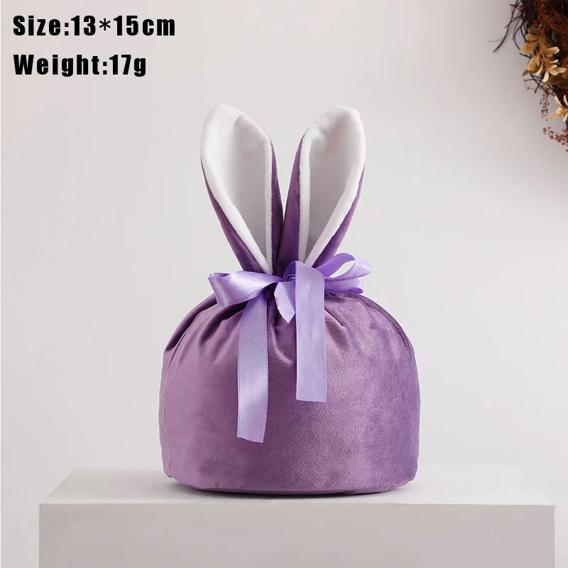 1pc Velvet Easter Bags Cute Bunny Gift Packing Bags Dropshipping Rabbit Chocolate Candy Wedding Birthday Party Decoration 2025