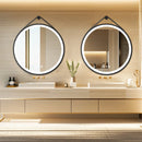 LUVODI 32" Large Round Bathroom Lighted Mirror With Touch Sensor Black Framed Bathroom Mirror with LED Lights