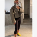 Retro Crocodile Pattern Short Women's Leather Jacket High Collar Zipper Loose Long Sleeve Jackets 2026 Lady Street Daily Wear